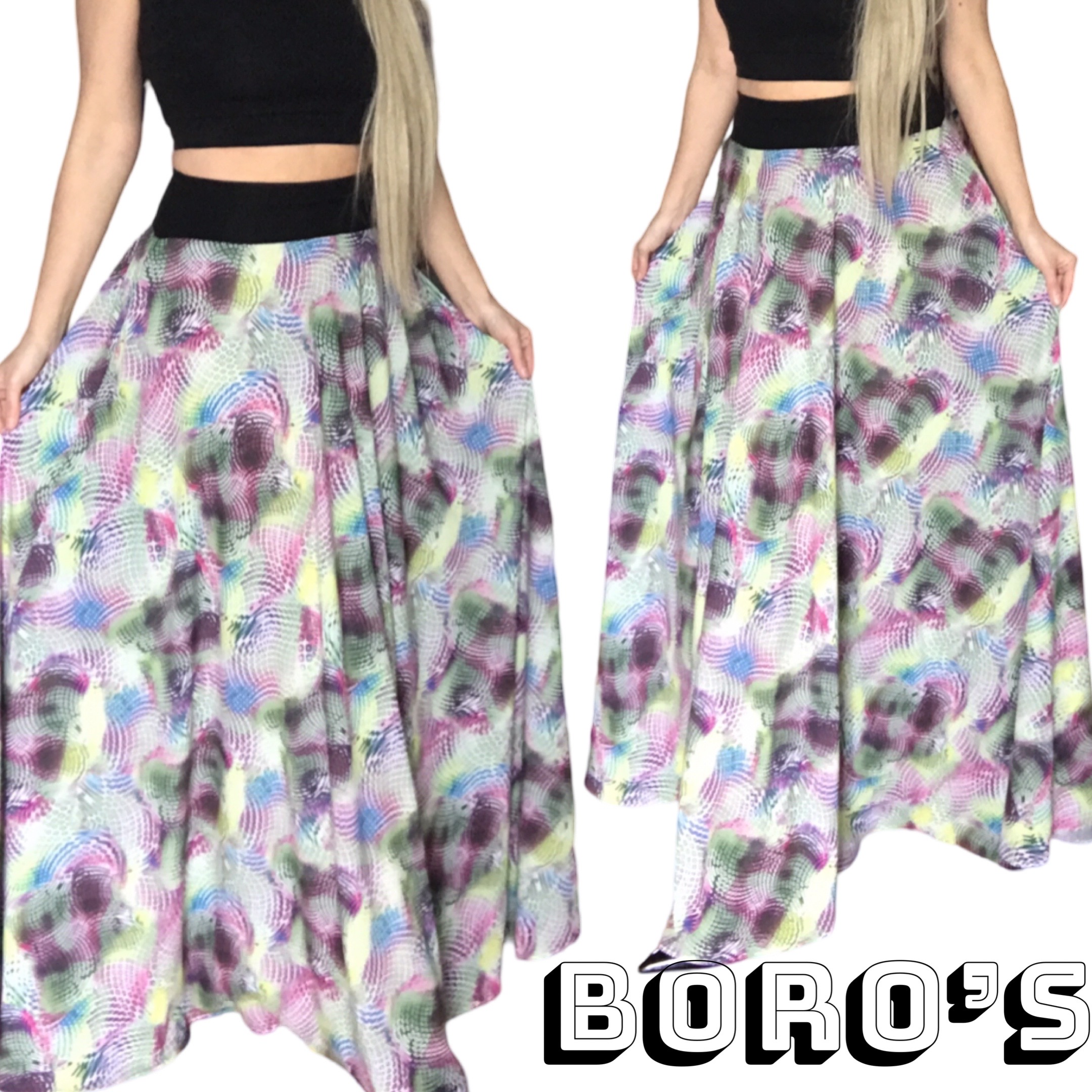 Dlouhá letní sukně - maxi sukně multicolor BOROS SK-L-MC02